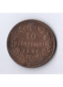 1894 - 10 Centesimi Rame Italia Umberto I Zecca Birmingam MB+